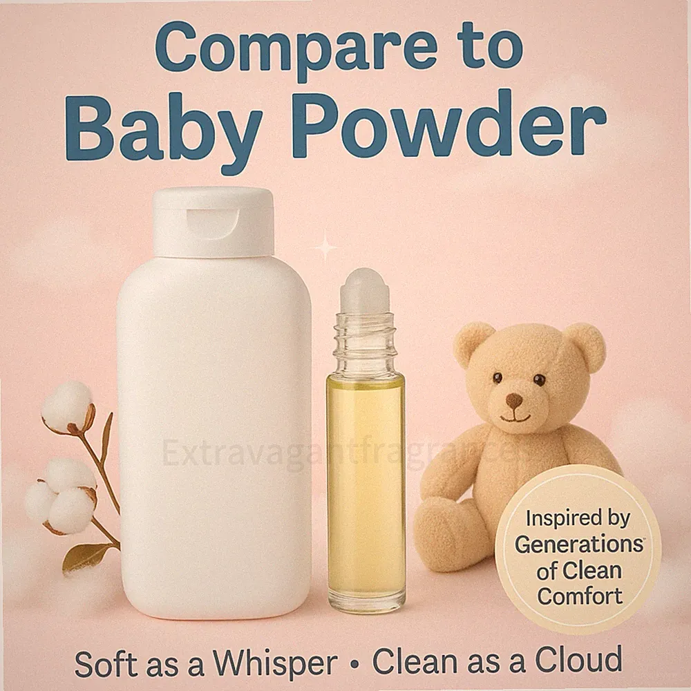 Compare To: Baby Powder Perfume Body Oil (Super Strength) Unisex 1/3 Oz (10ml)